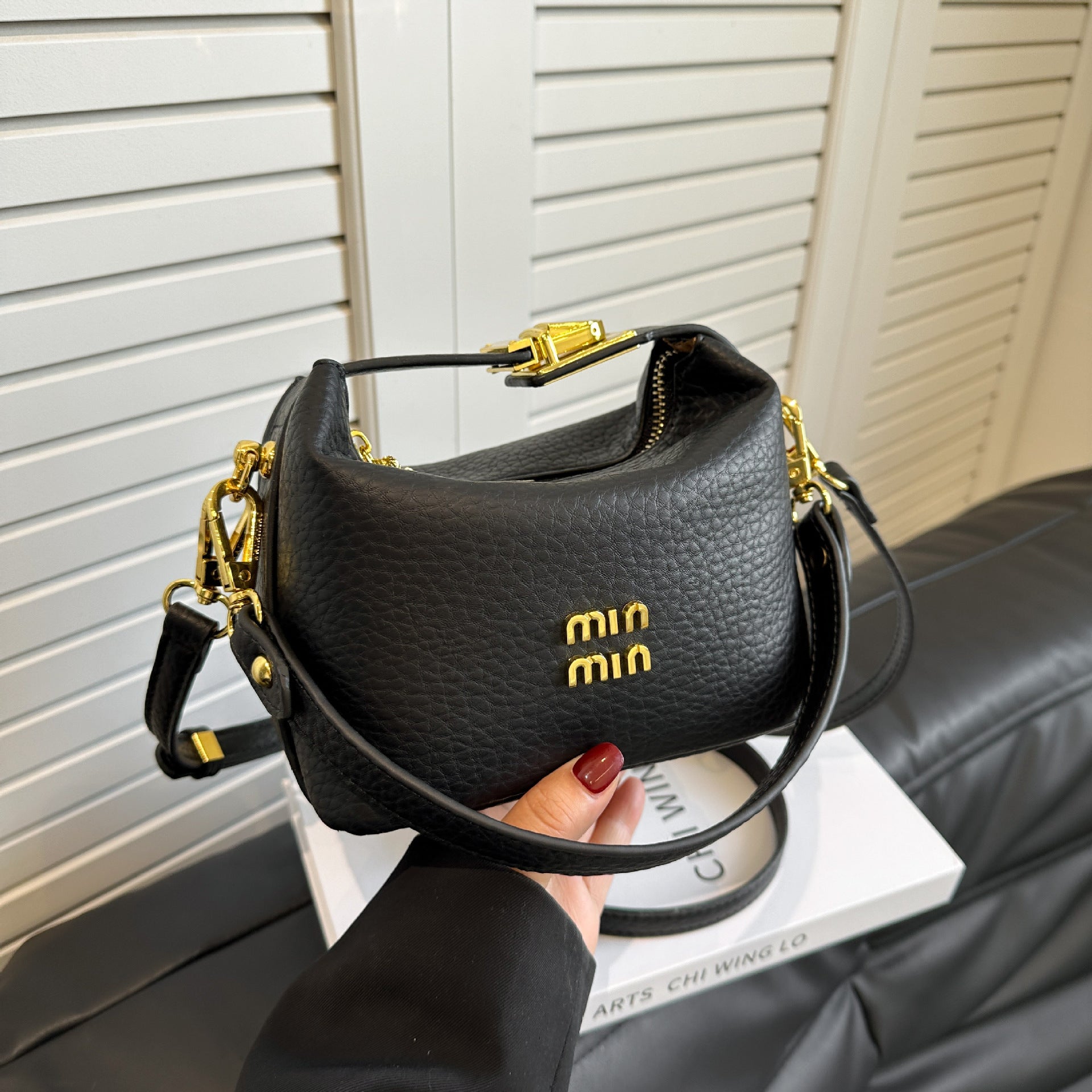 Light Luxury Lychee PU Leather Shoulder Handbag Messenger Bag