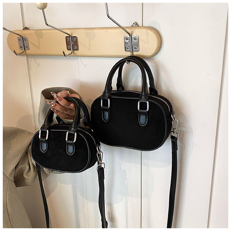 Retro Mini Matte Bowling Bag Women Crossbody Shoulder Bag