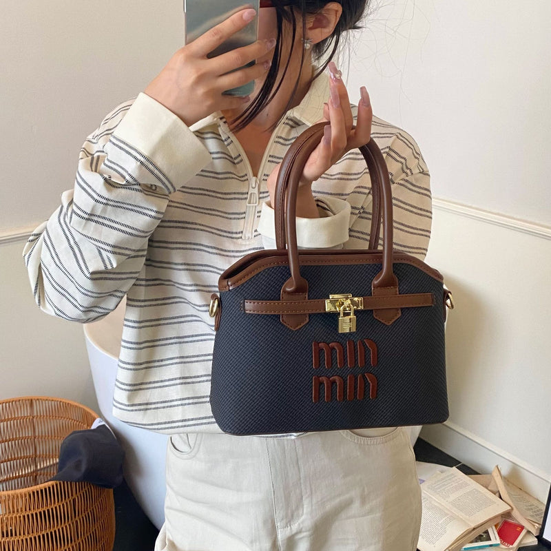 Light Luxury Miu Embroidery Bucket Shoulder Bag