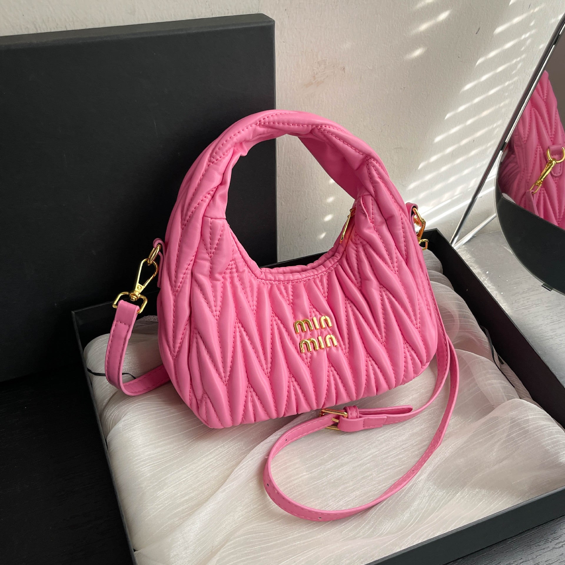 Light Luxury Embroidered Crescent Shoulder Bag for Women