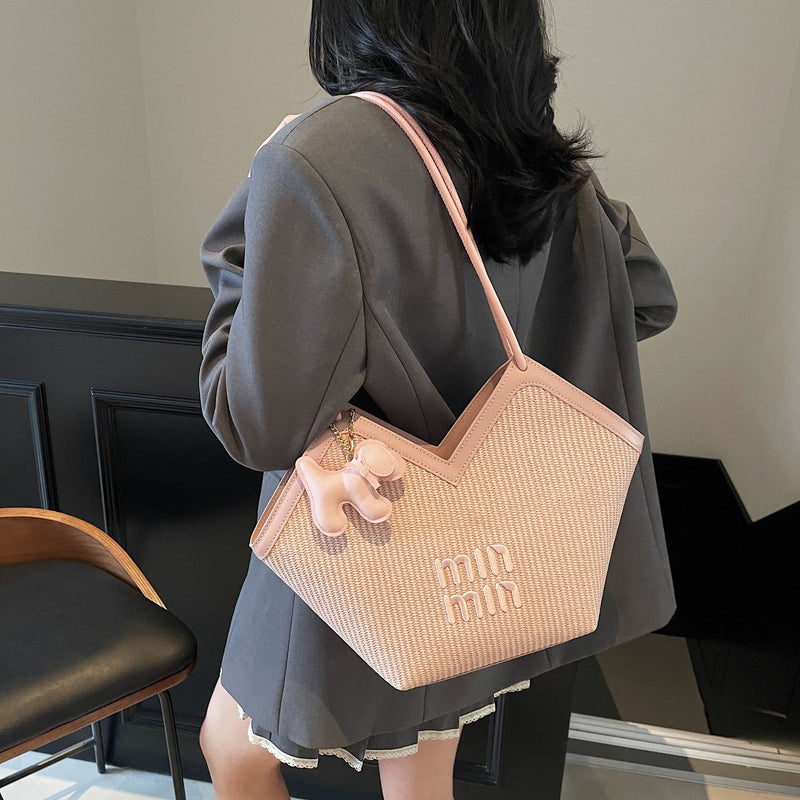Large-Capacity Miu Embroidered Tote Shoulder Bag Women