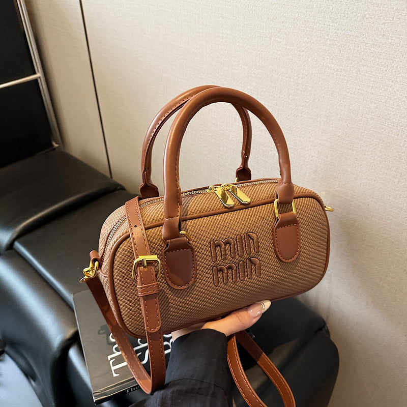 Embroidery Miu Small Square Bowling Shoulder Bag