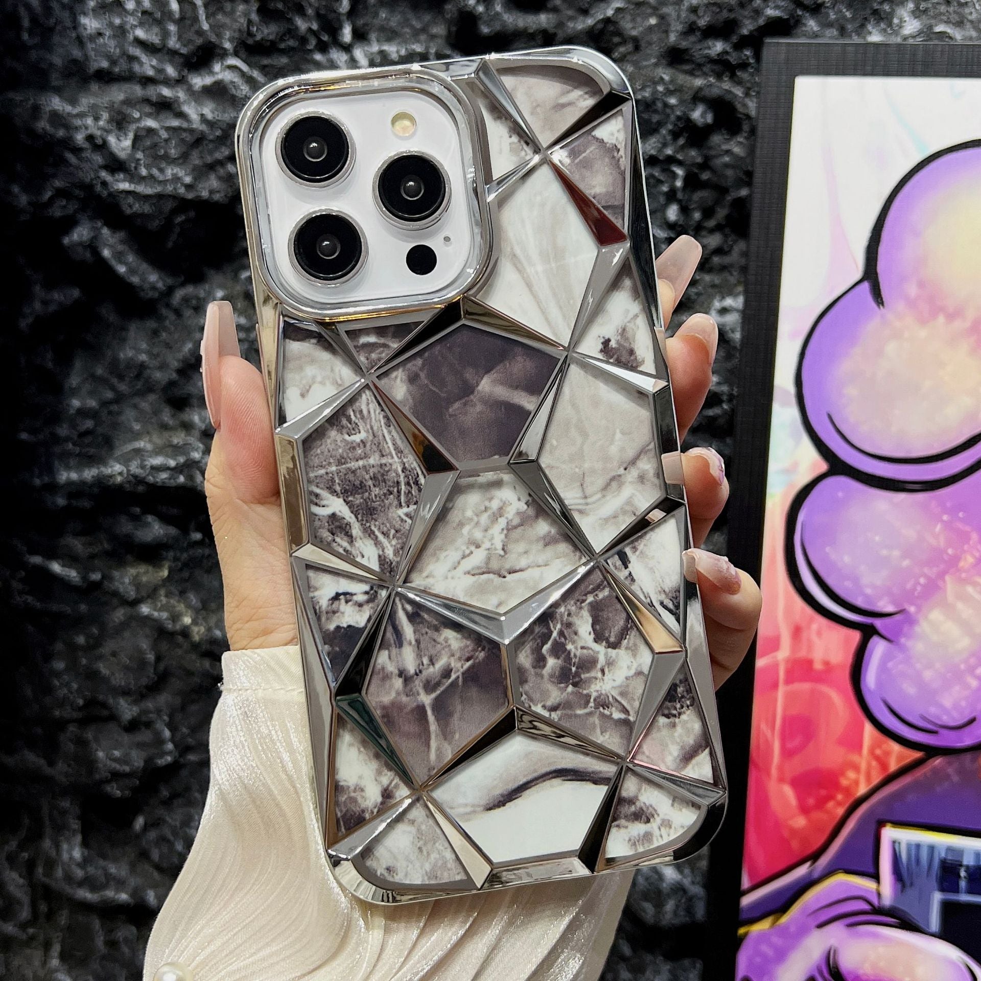 Electroplated Marble Diamond Case for iPhone 16 17 Pro Max