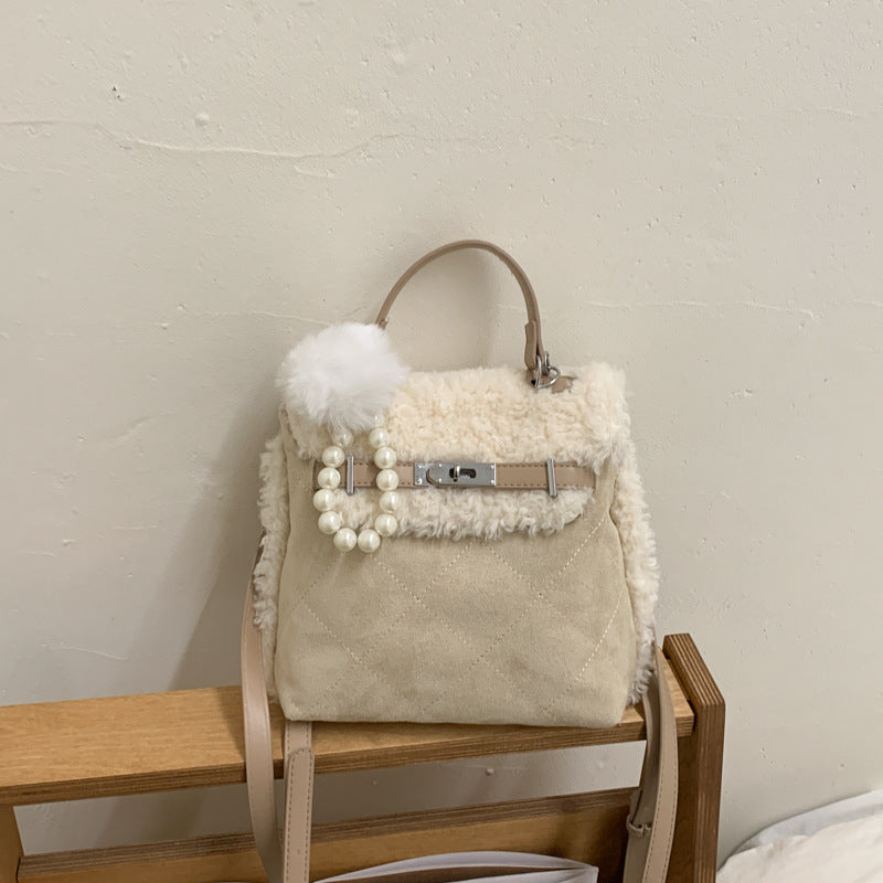 Large Capacity Rhombus Suede Casual Backpack