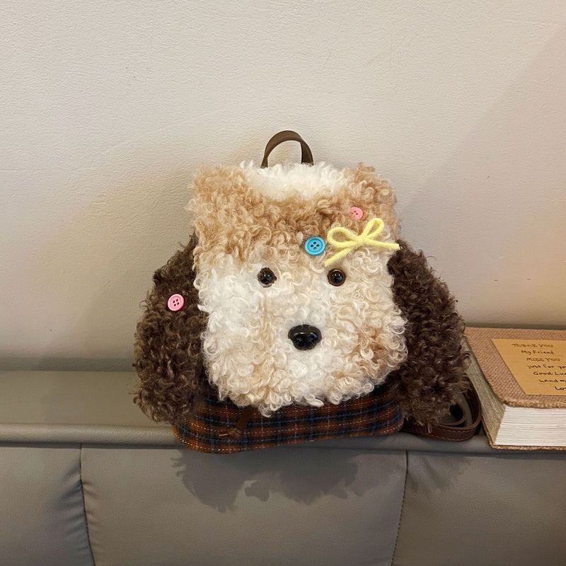 Trendy Plush Puppy Shoulder Bag Cute Cartoon Messenger Bag
