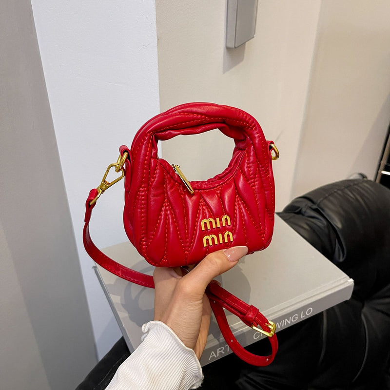 Pleated Miu Crescent Bag Luxury Shoulder Messenger Bag