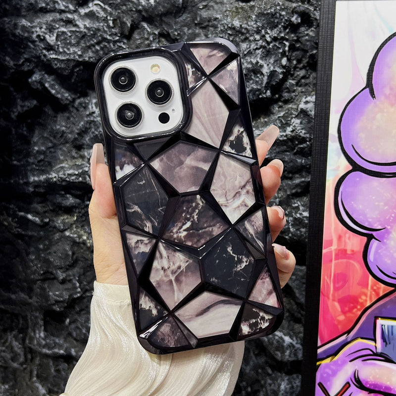 Electroplated Marble Diamond Case for iPhone 16 17 Pro Max