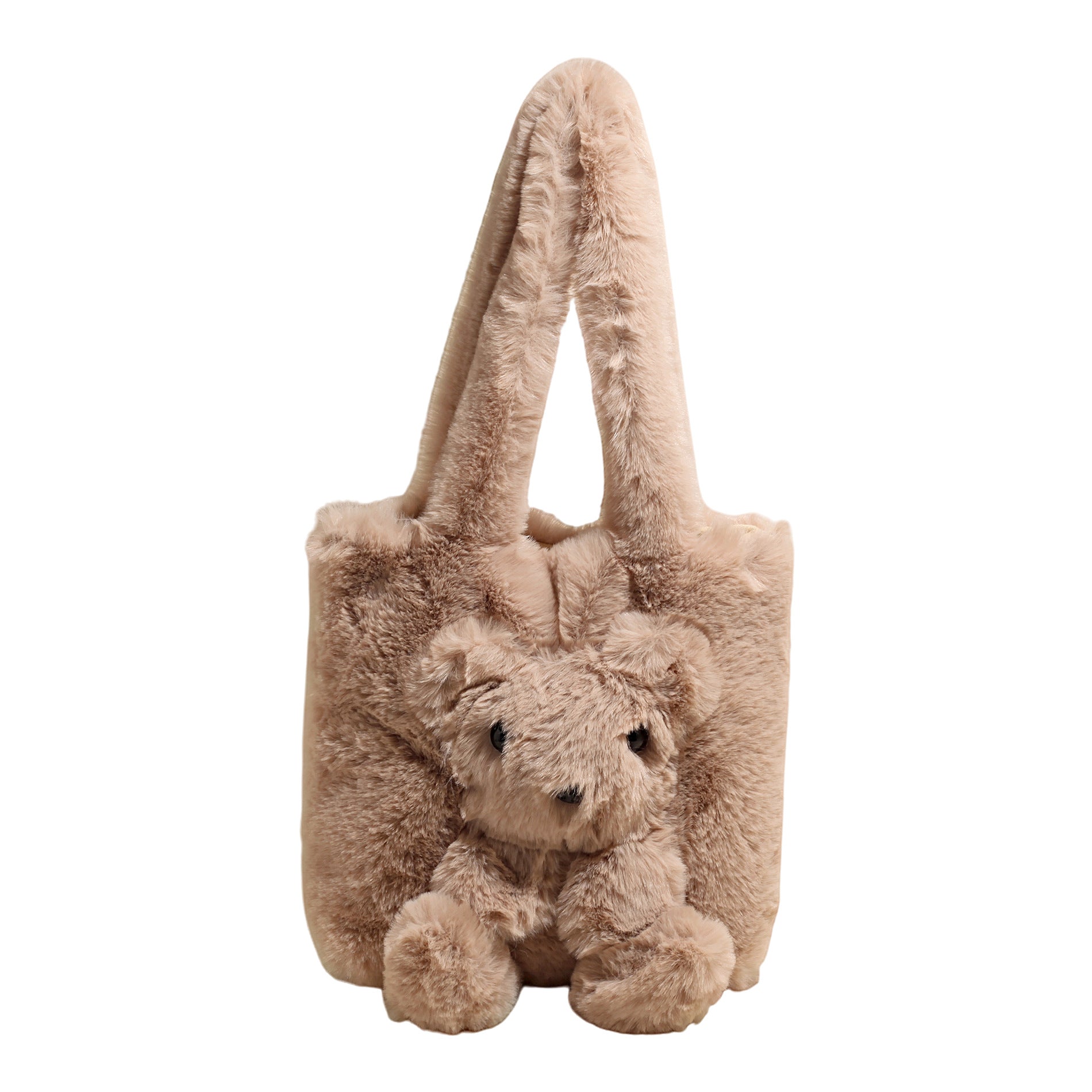 Cute Bear Plush Shoulder Bag for Women Autumn Winter Commuter Tote