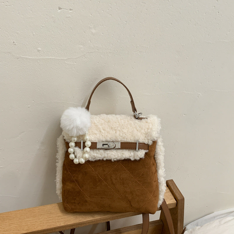 Large Capacity Rhombus Suede Casual Backpack