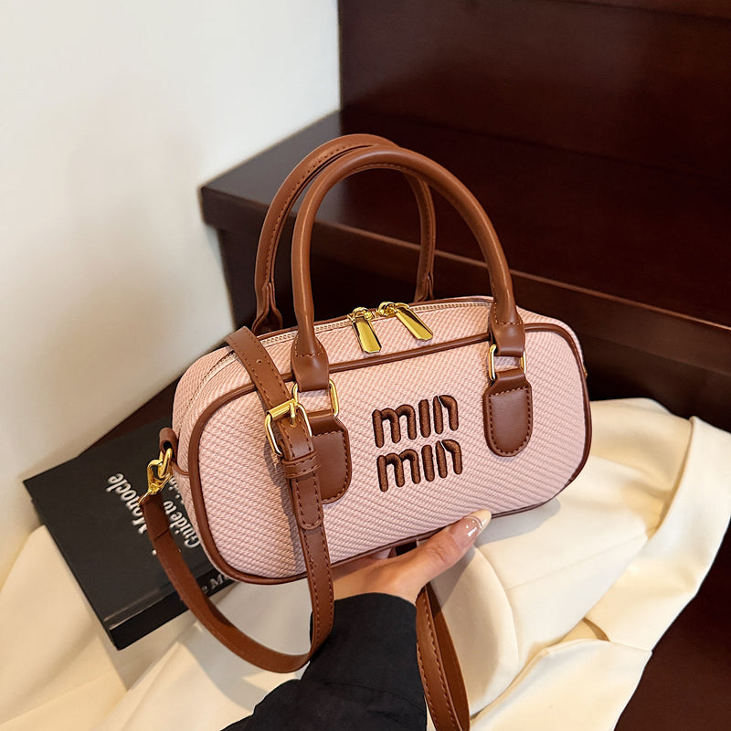 Embroidery Miu Small Square Bowling Shoulder Bag