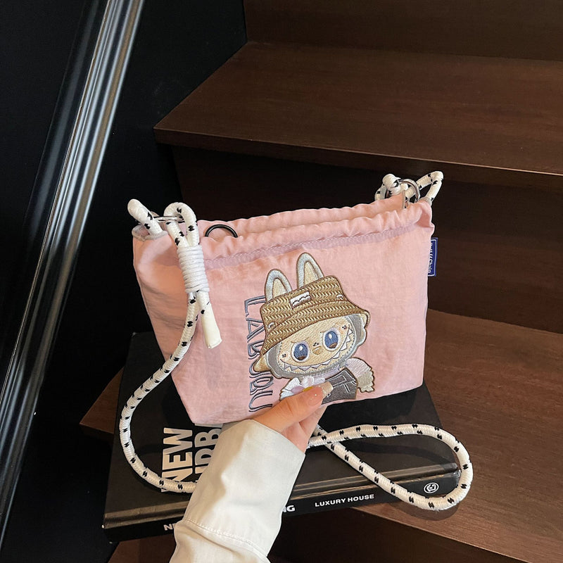 Embroidered Nylon Messenger Bag Waterproof Casual Handbag