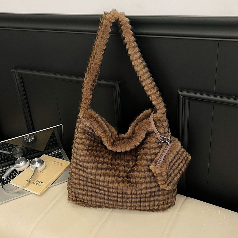 Cute Plush Puff Commuter Tote Bag
