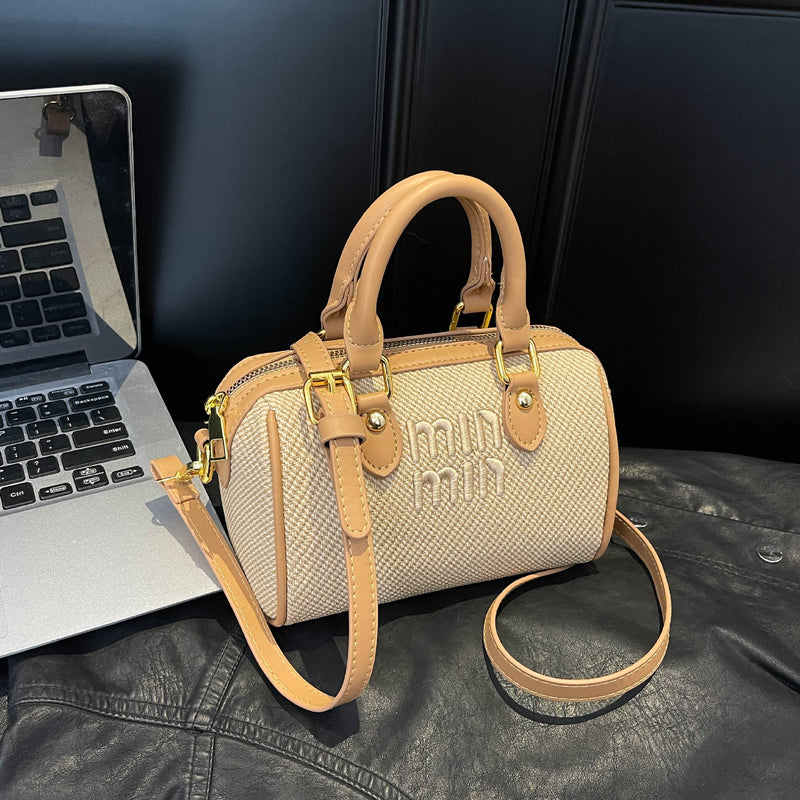 Embroidery Miu Linen Pillow Shoulder Bag for Women