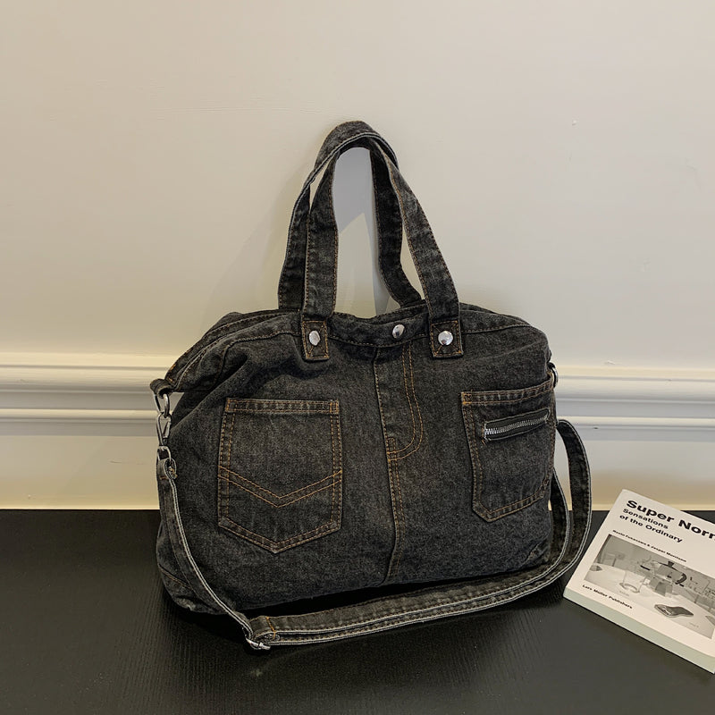 Denim Large-Capacity Shoulder Bag Casual Commuter Tote