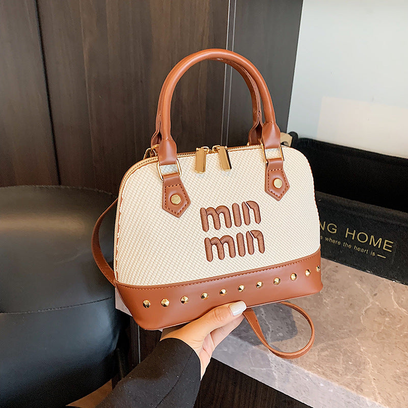 Vintage Miu Embroidery Shell Shoulder Messenger Bag