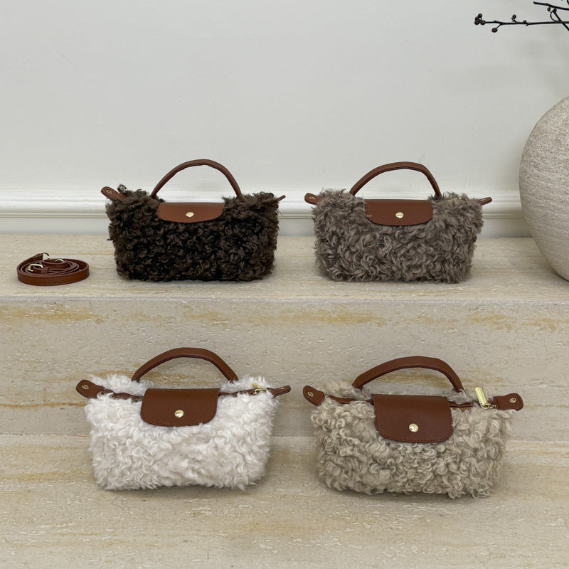 Retro Plush Fur Messenger Bag for Women Shoulder Bag