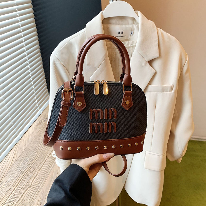 Vintage Miu Embroidery Shell Shoulder Messenger Bag