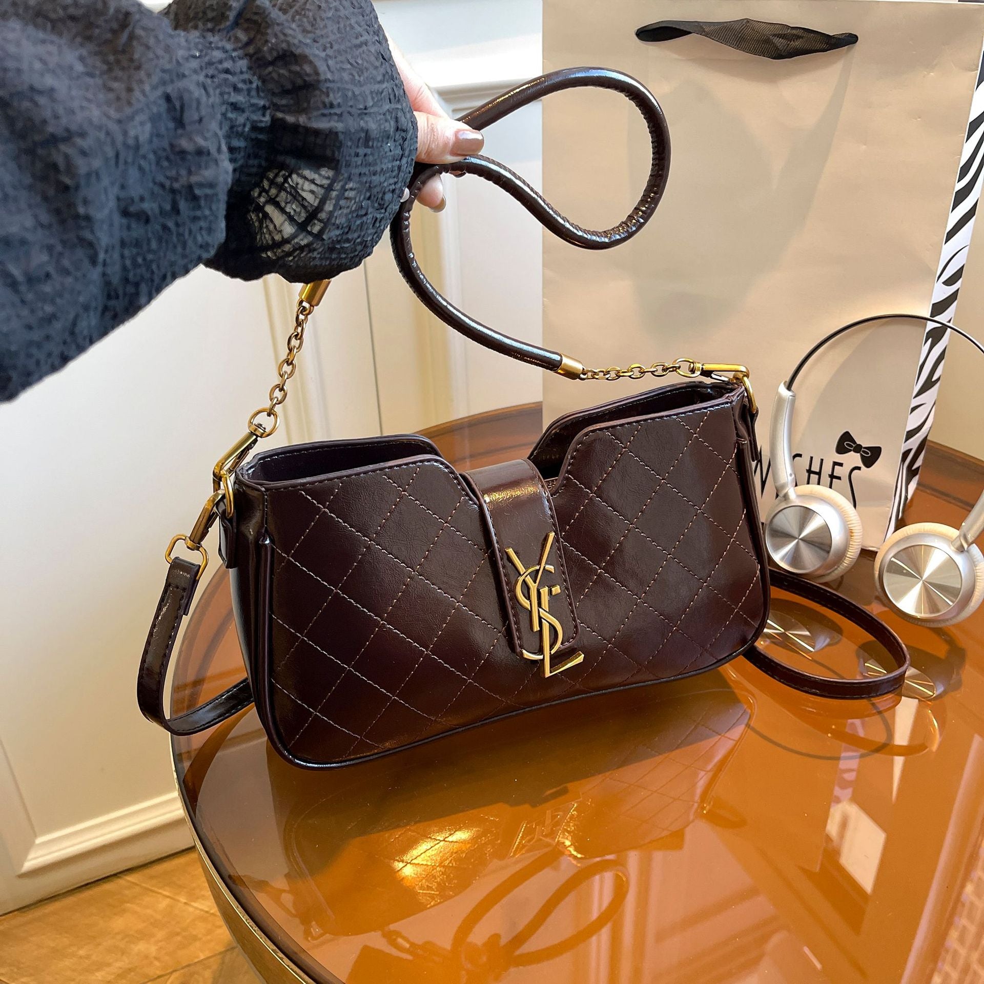 Light Luxury Embroidered Rhombus Chain Crossbody Shoulder Bag