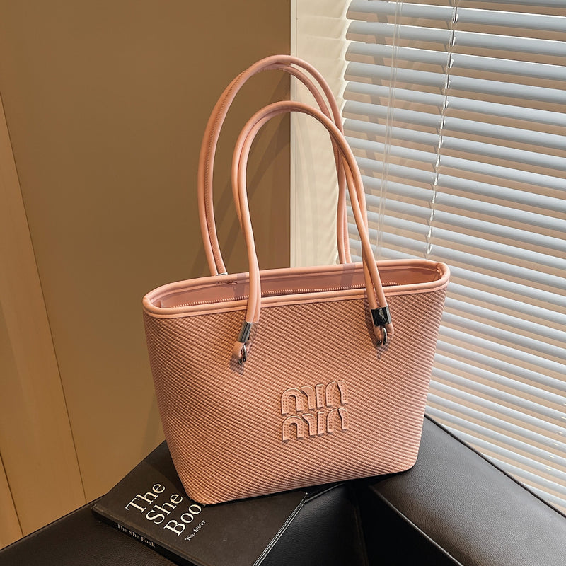 Large-Capacity Woven Tote Shoulder Bag for Women