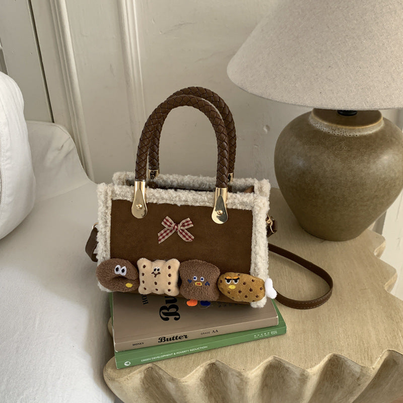 Cute Retro Plaid Cartoon Shoulder Bag
