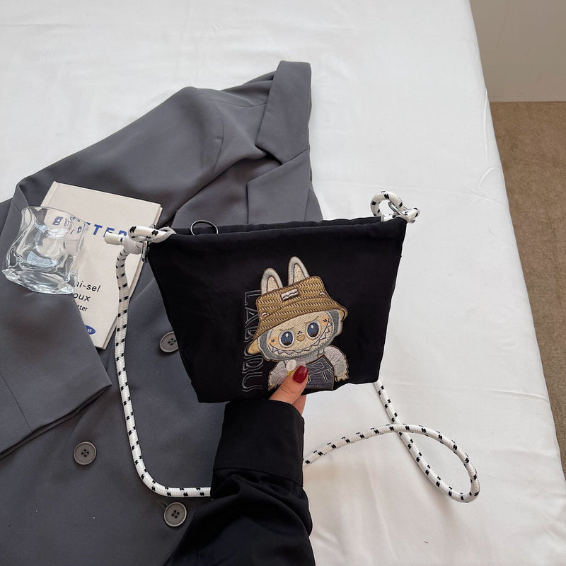 Embroidered Nylon Messenger Bag Waterproof Casual Handbag