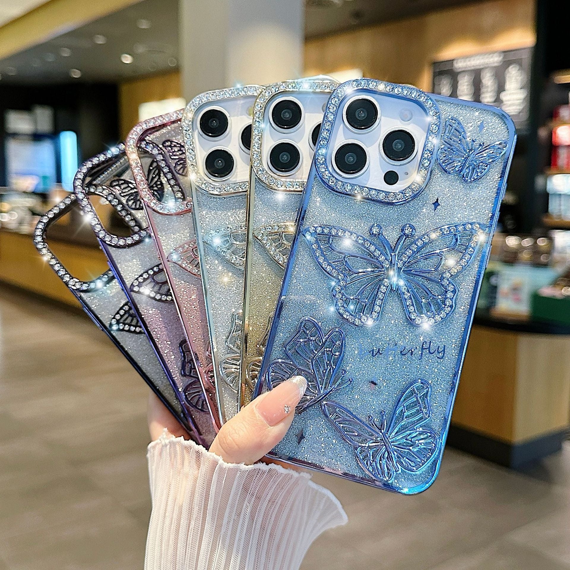 Three-Dimensional Butterfly Glitter Phone Case iPhone 16 17
