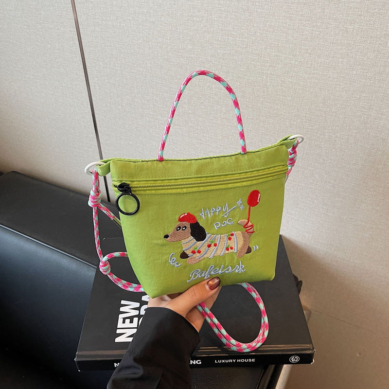 Dachshund Dog Embroidered Cloth Messenger Bag