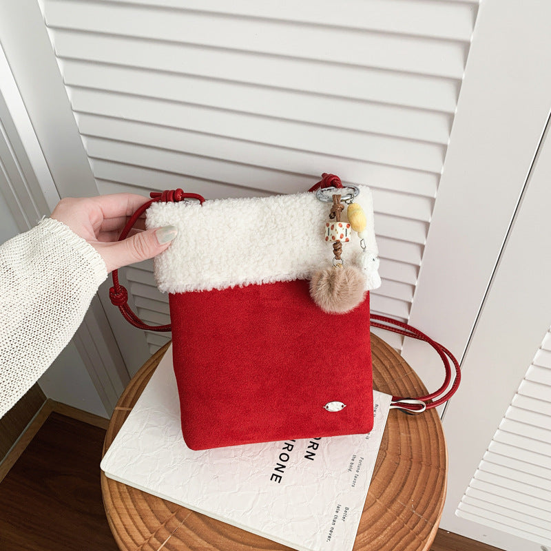 Suede Fresh Sweet Plush Messenger Bag
