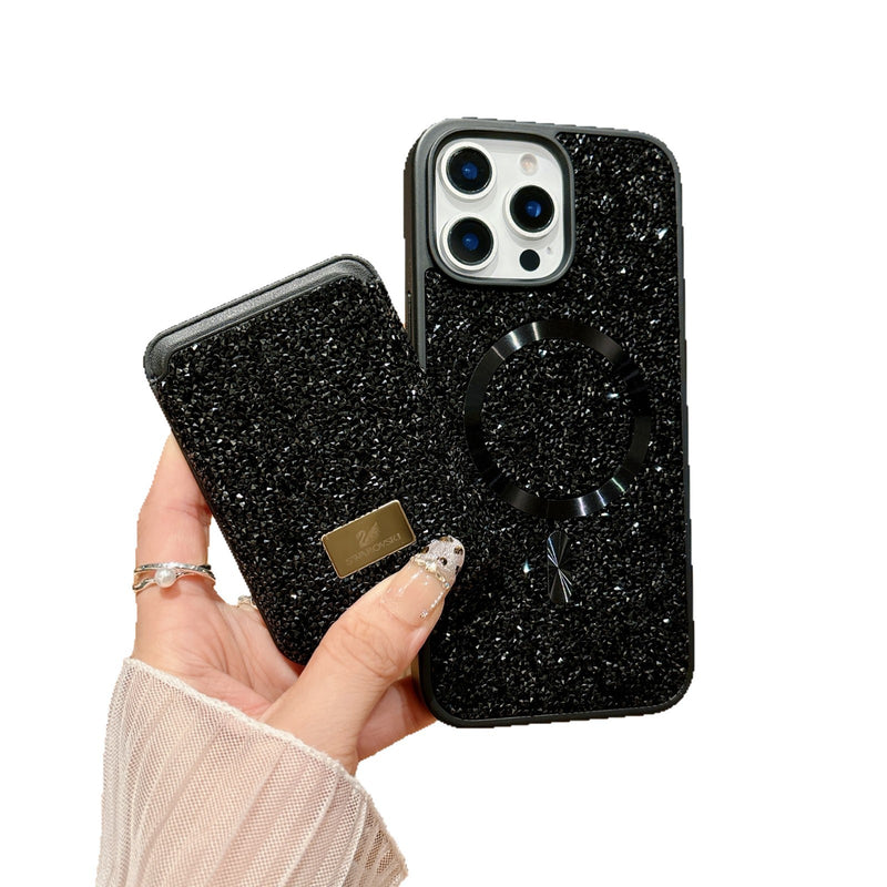 Rhinestone Magnetic Card Bag Case for iPhone 17 Pro Max