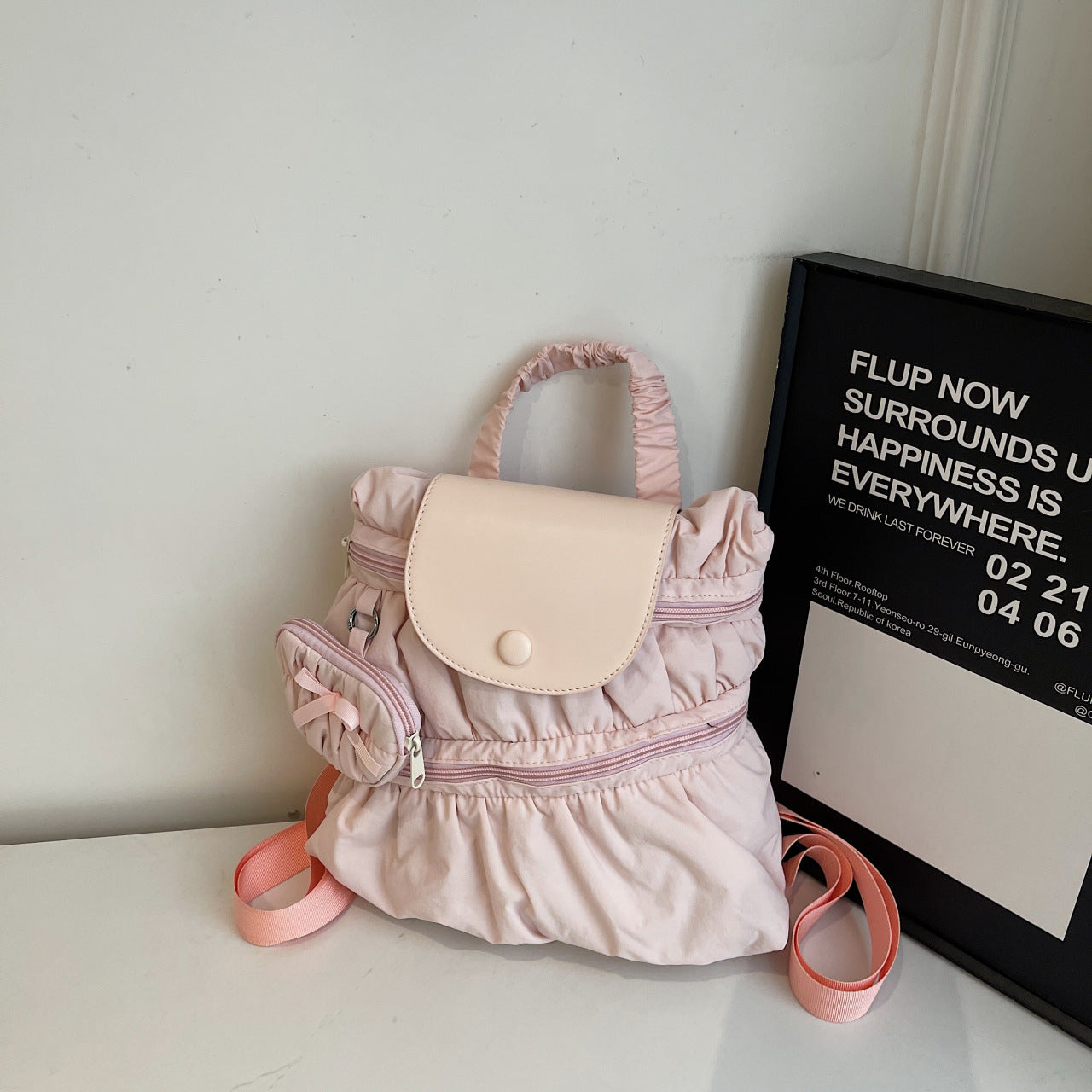 College Dragon Backpack Women Trendy Pleated Nylon Bag