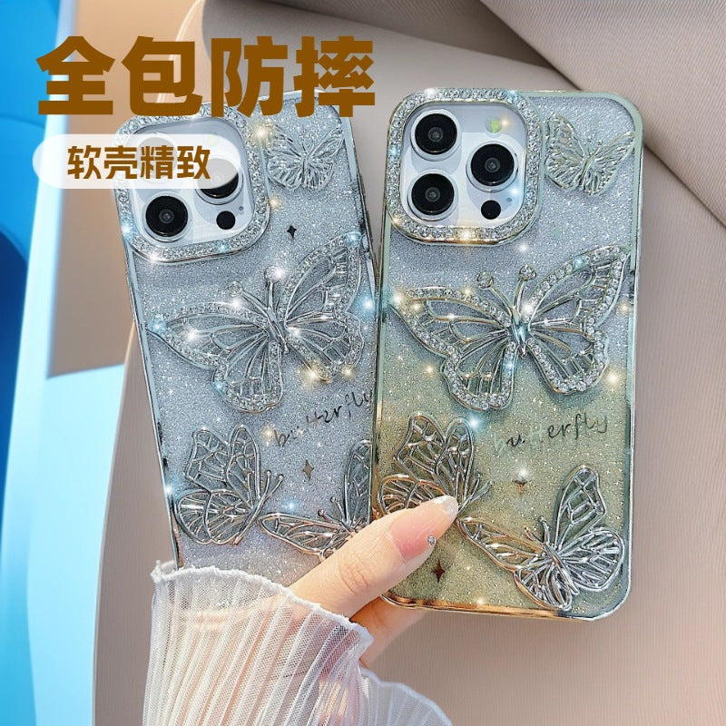Three-Dimensional Butterfly Glitter Phone Case iPhone 16 17