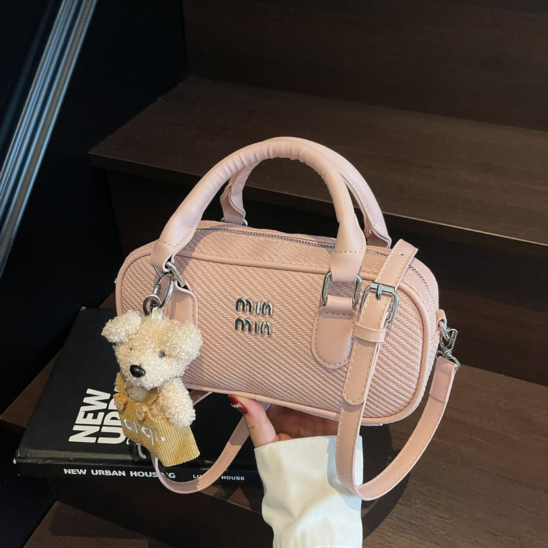 Premium Women's Bowling Bag Trendy Contrast Color Shoulder Bag