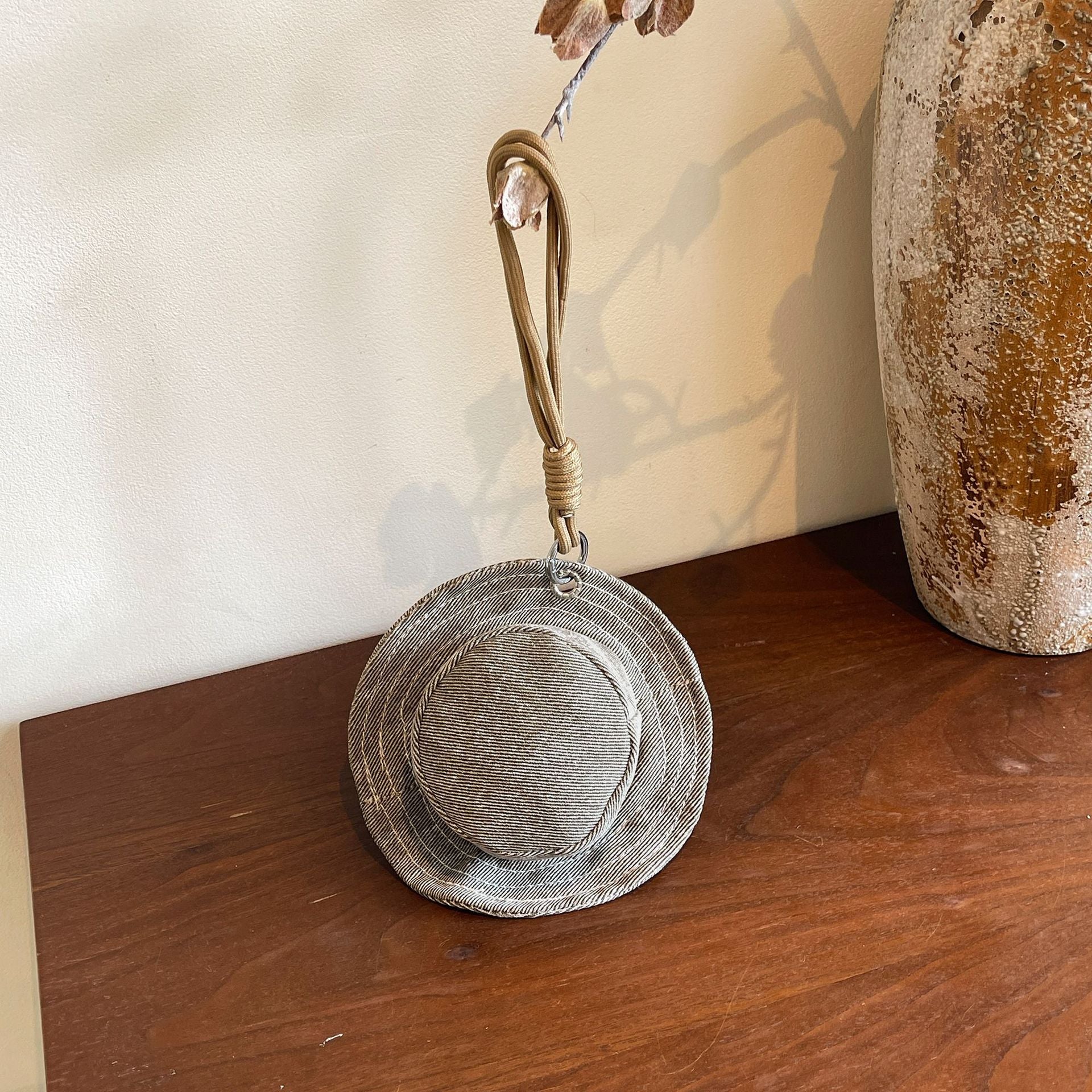 Creative Hat Change Mini Denim Headphones Storage Handbag