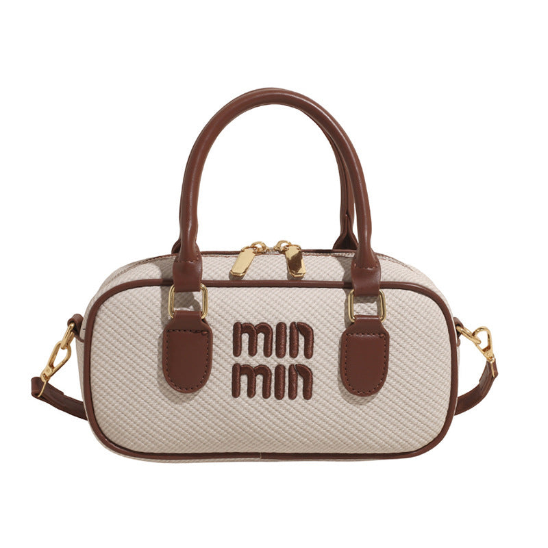Embroidery Miu Small Square Bowling Shoulder Bag