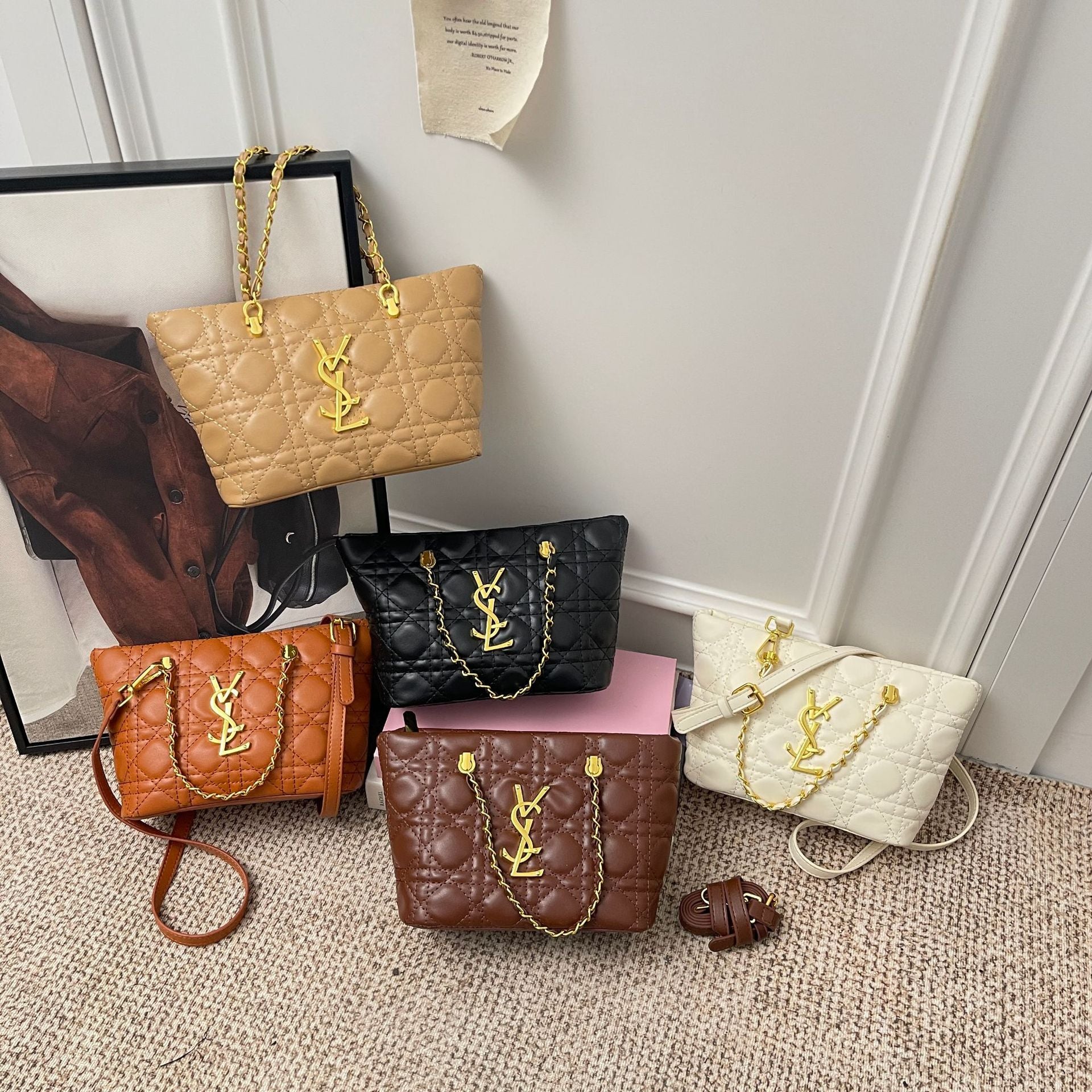 Poplar Forest Rhombus Chain Luxury Bucket Shoulder Bag