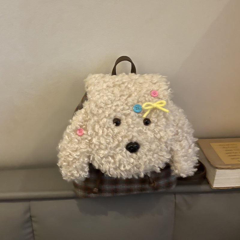 Trendy Plush Puppy Shoulder Bag Cute Cartoon Messenger Bag