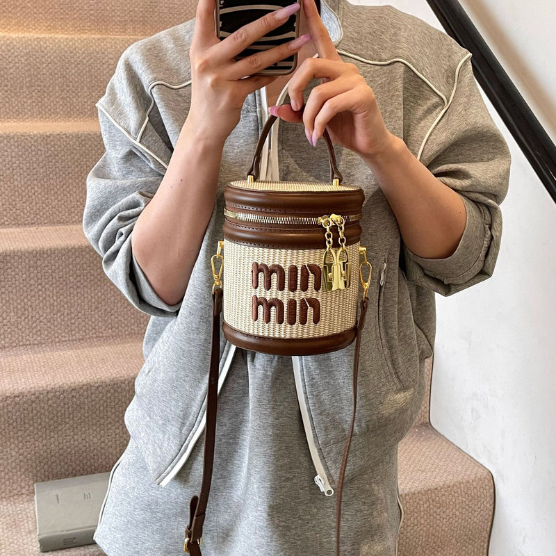 Miu Woven Luxury Bucket Bag Shoulder Messenger Bag