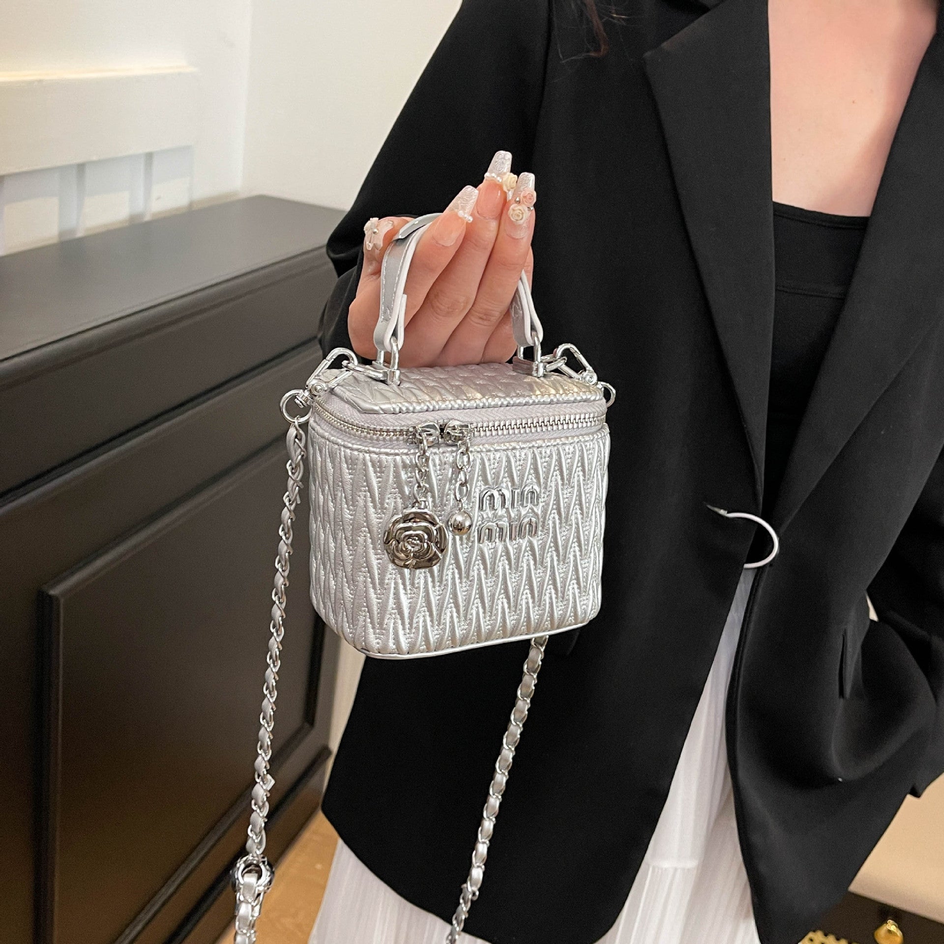 Premium Pleated Square Shoulder Bag - Trendy Mini Purse