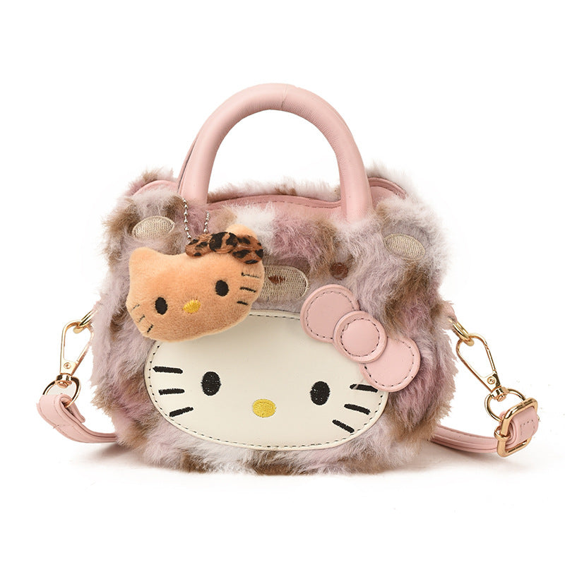 Cute Cat Girl Fluffy Messenger Bag Versatile Hand Carry