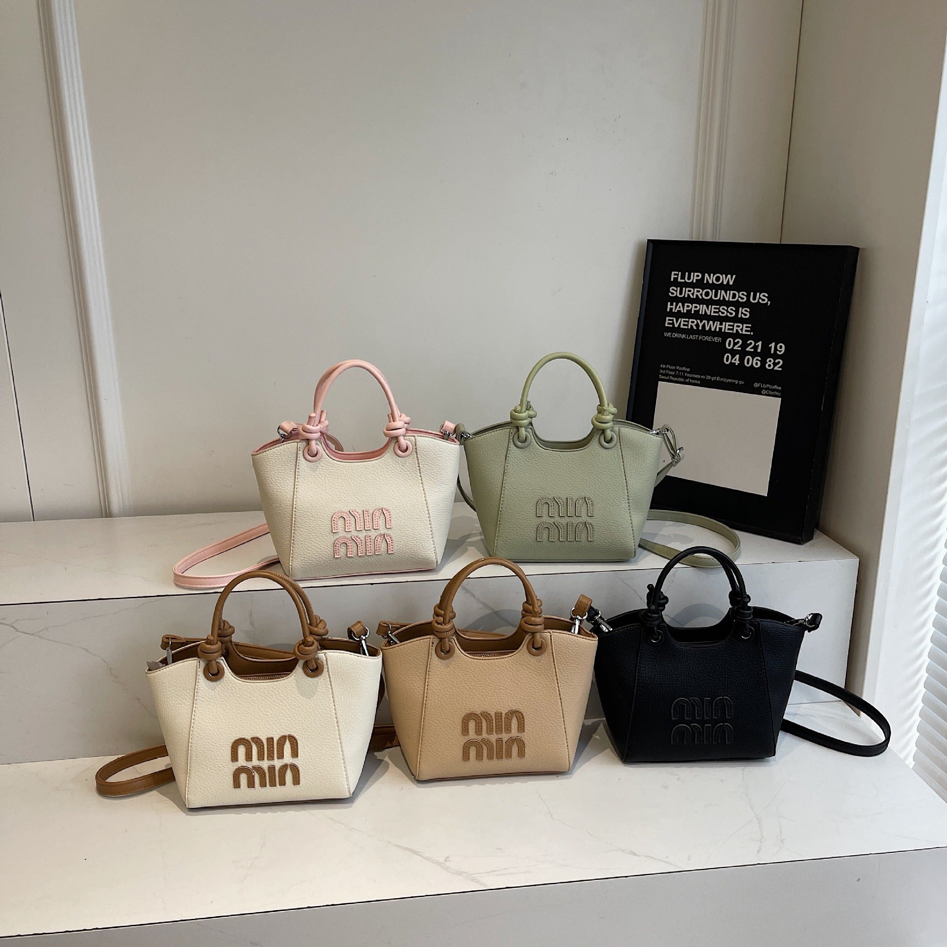 Miu Embroidery Women's Bucket Shoulder Bag