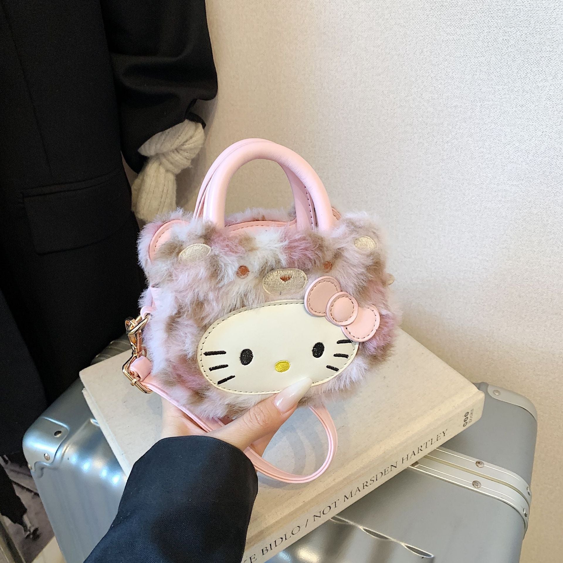 Cute Cat Girl Fluffy Messenger Bag Versatile Hand Carry