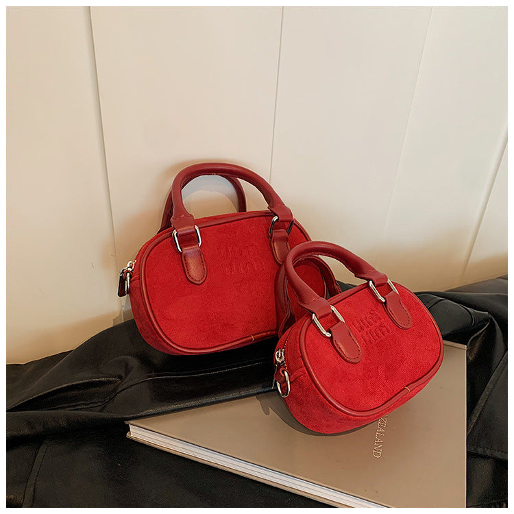 Retro Mini Matte Bowling Bag Women Crossbody Shoulder Bag