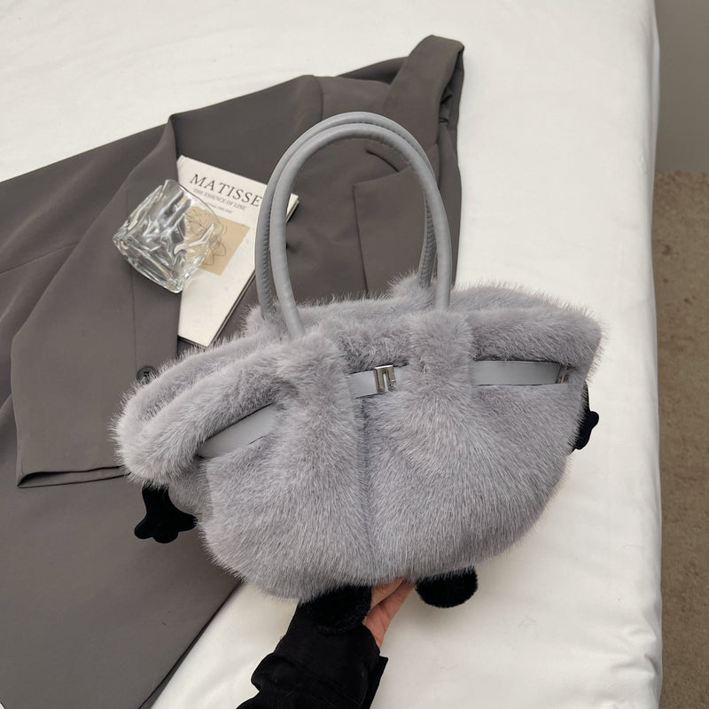 Demellier Pleated Plush Shoulder Bag - Cute Trendy Bucket Style