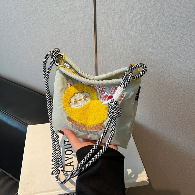 Nylon Drawstring Shoulder Bag for Commuting and Shopping