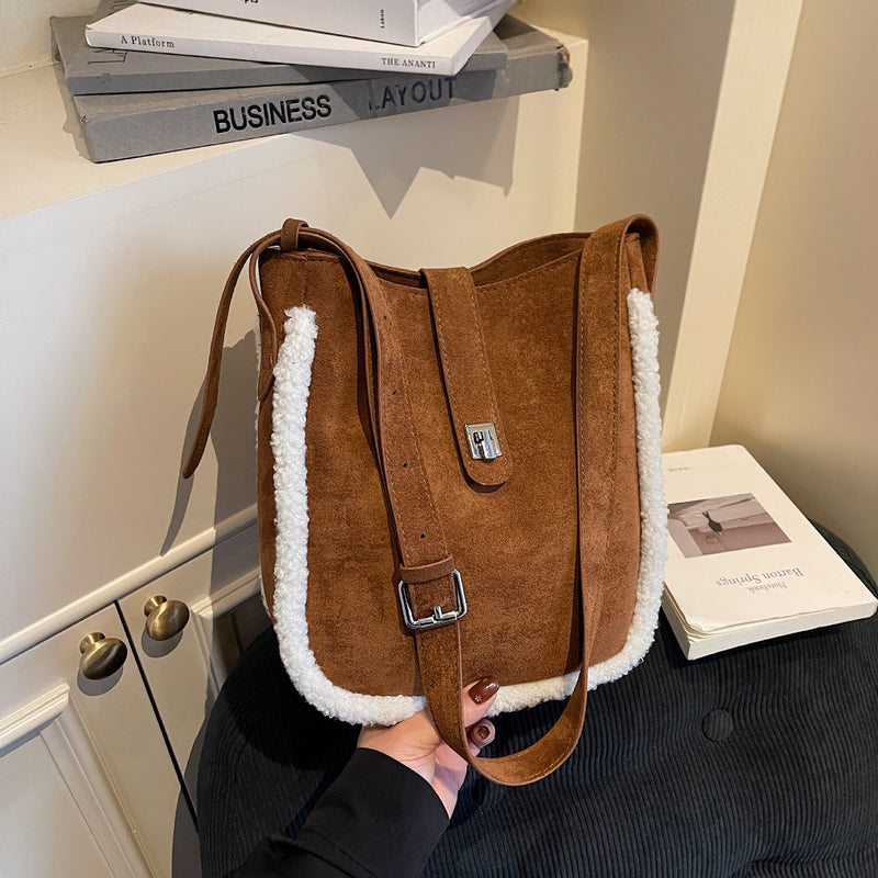 Maillard Retro Bucket Bag Large Capacity Plush Shoulder Bag