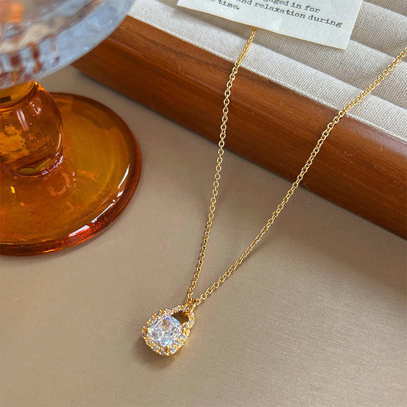 Diamond Encrusted Small Bag Necklace for Women Gold Plated