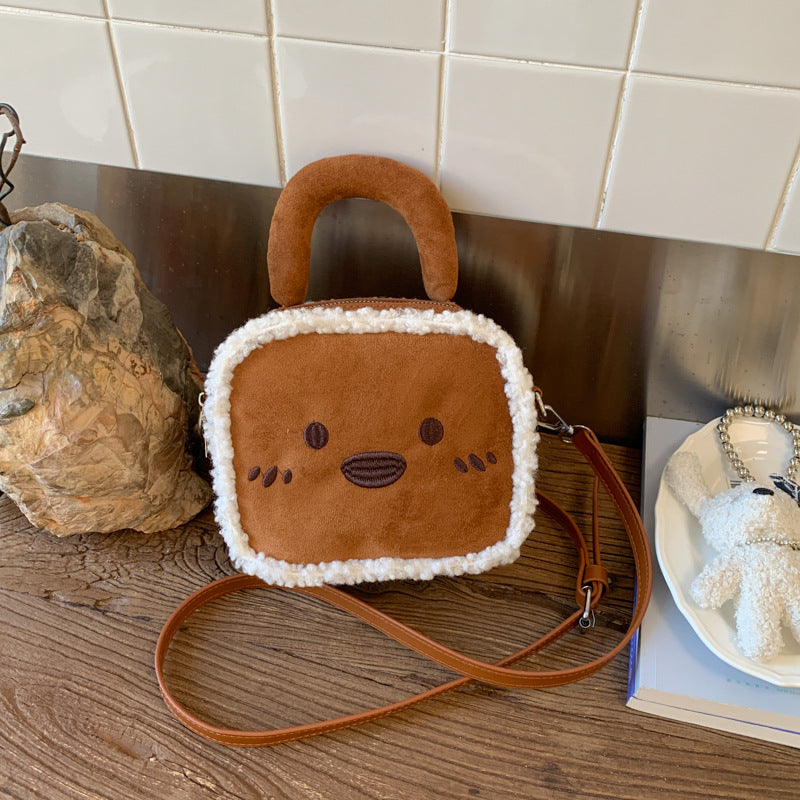 Cute Cartoon Suede Messenger Bag for Women