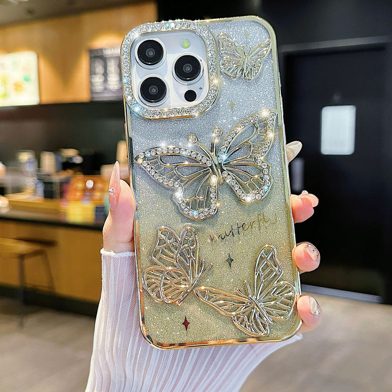 Three-Dimensional Butterfly Glitter Phone Case iPhone 16 17