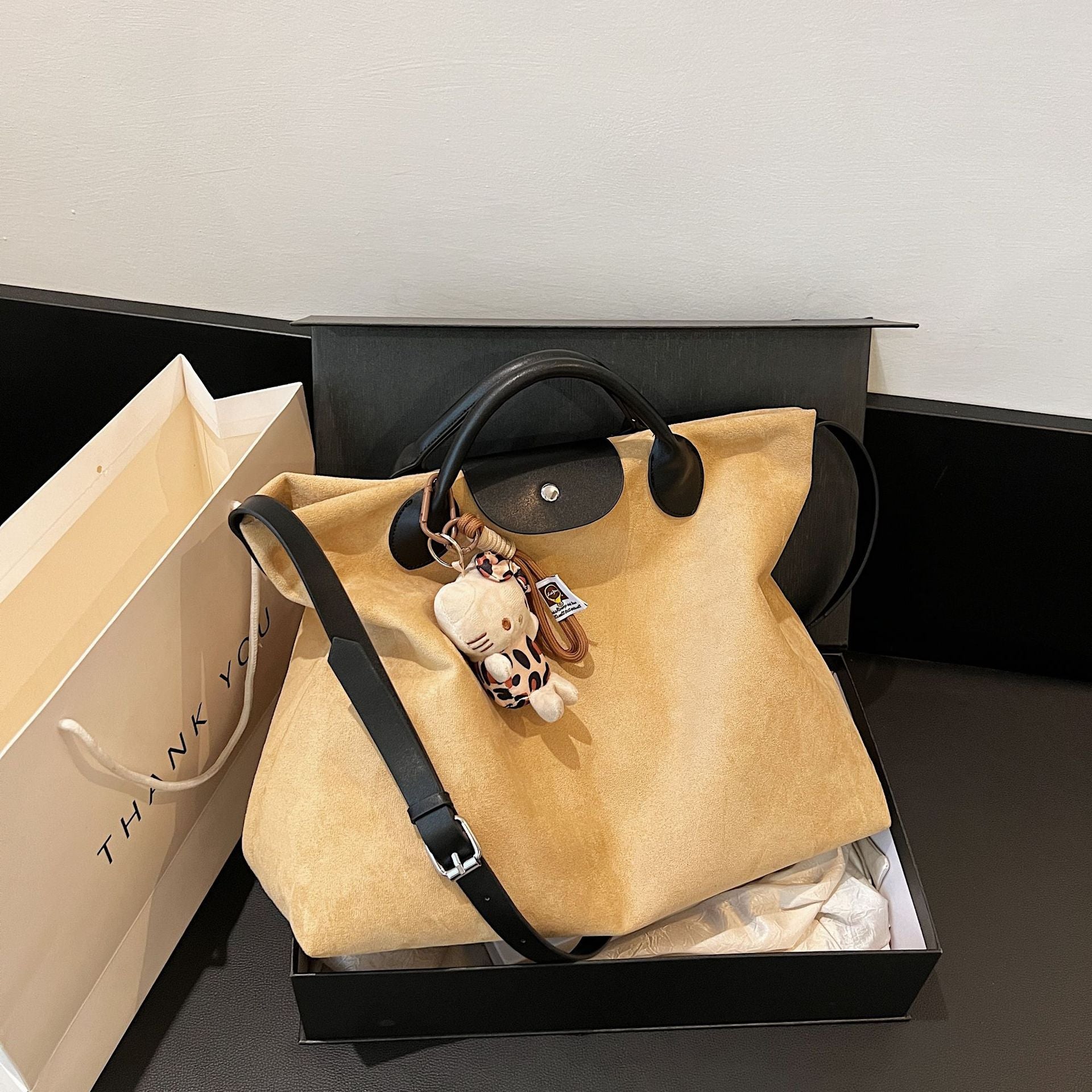 Vintage Matte Suede Large Tote Shoulder Bag for Women