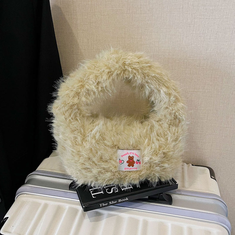 Cute Plush Handbag Versatile High-End Personalized Hair Bag